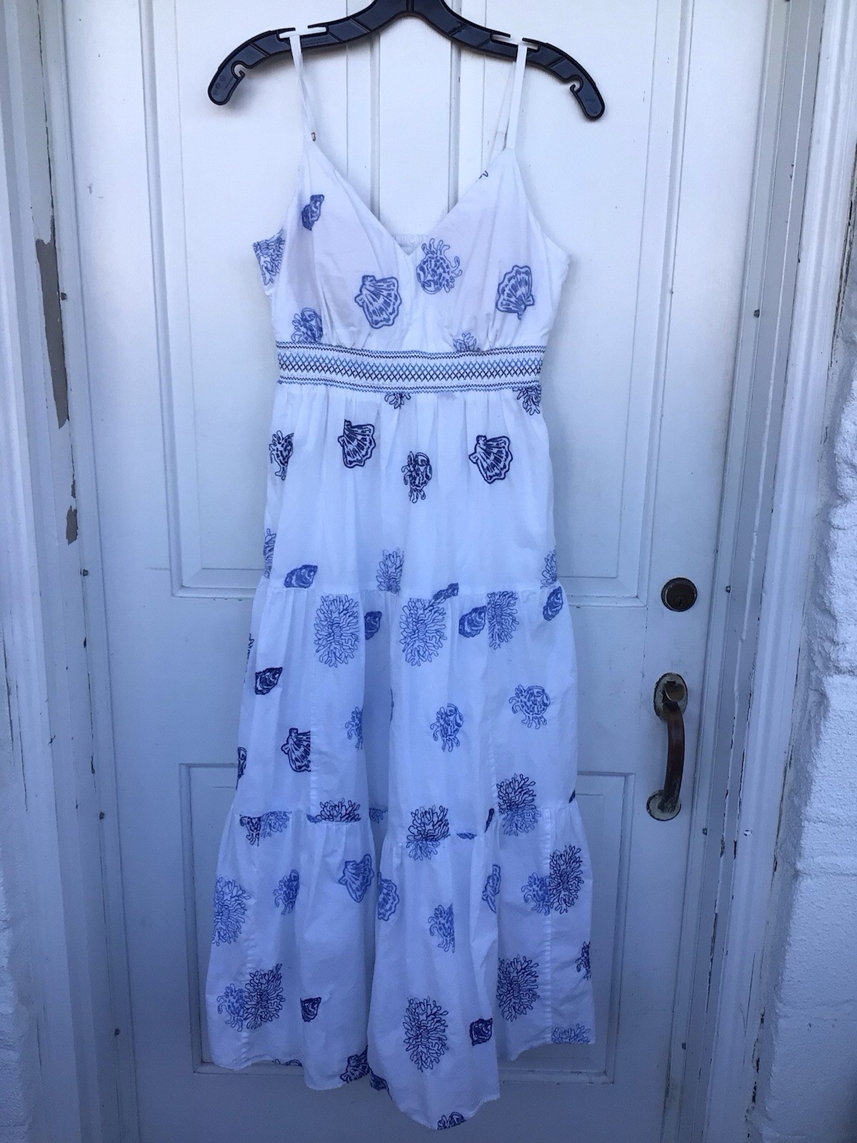 Lilly Pulitzer Sleevless “Zanna” Blue And White Seashell Pattern Maxi dress, 2.