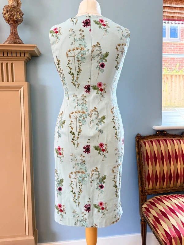Phase Eight Pale Aqua Blue Cotton Smart Floral Shift Dress UK12