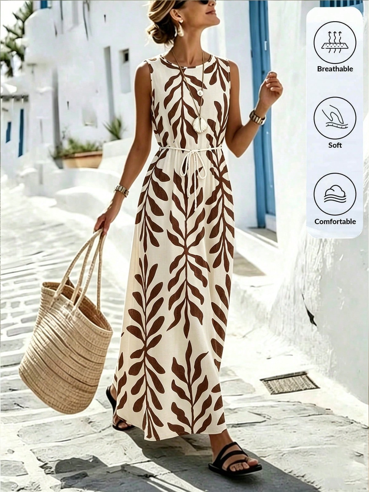 Ladies Camel Knot Long Summer Dress