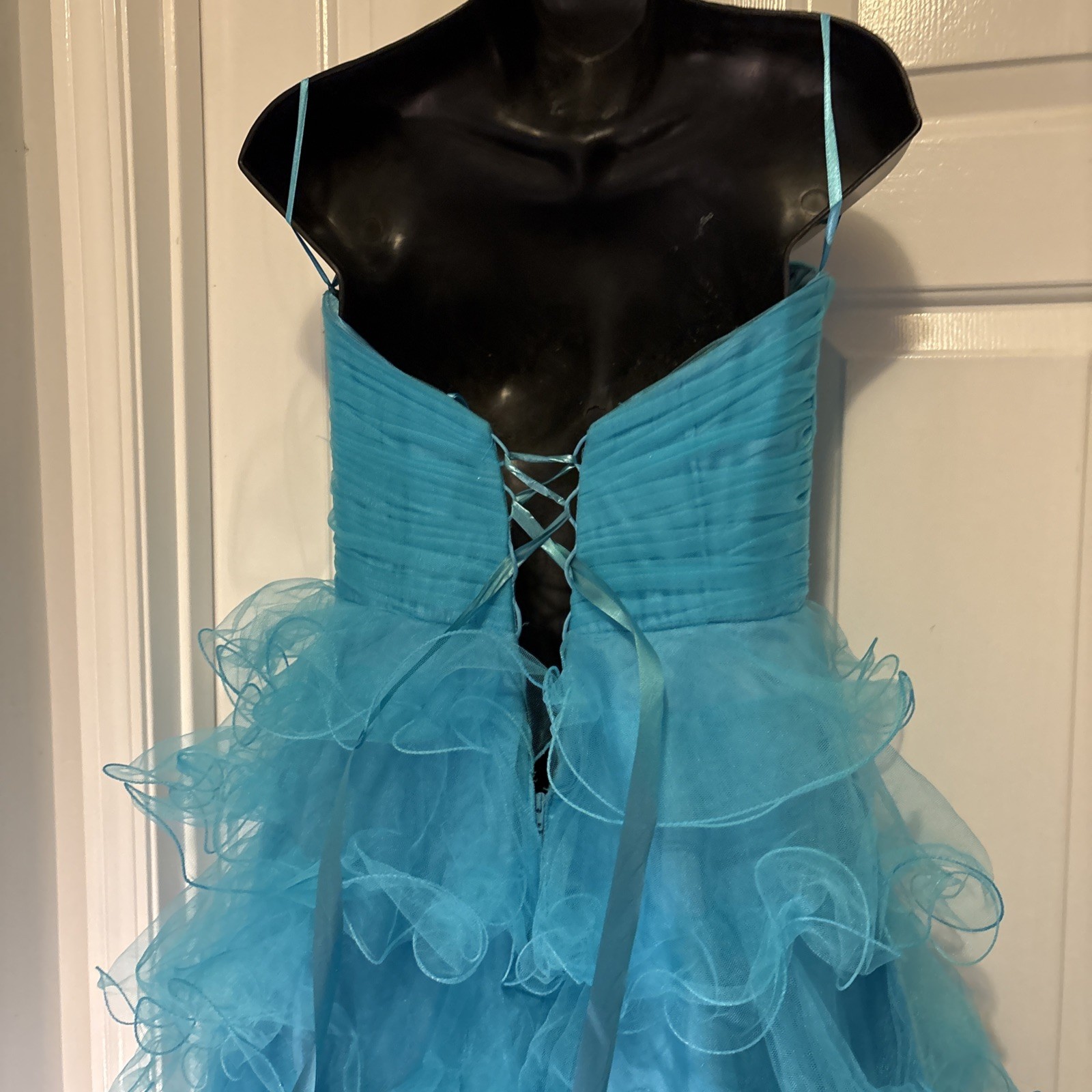 Cassandra Stone For Mac Dougal Size 10 WOW! Peacock Blue Ruffles Ruffles High&Lo