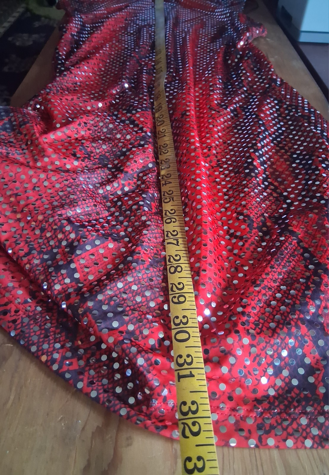 Vintage 90s Red Snakeskin Print Sequin Mini Dress Size Small