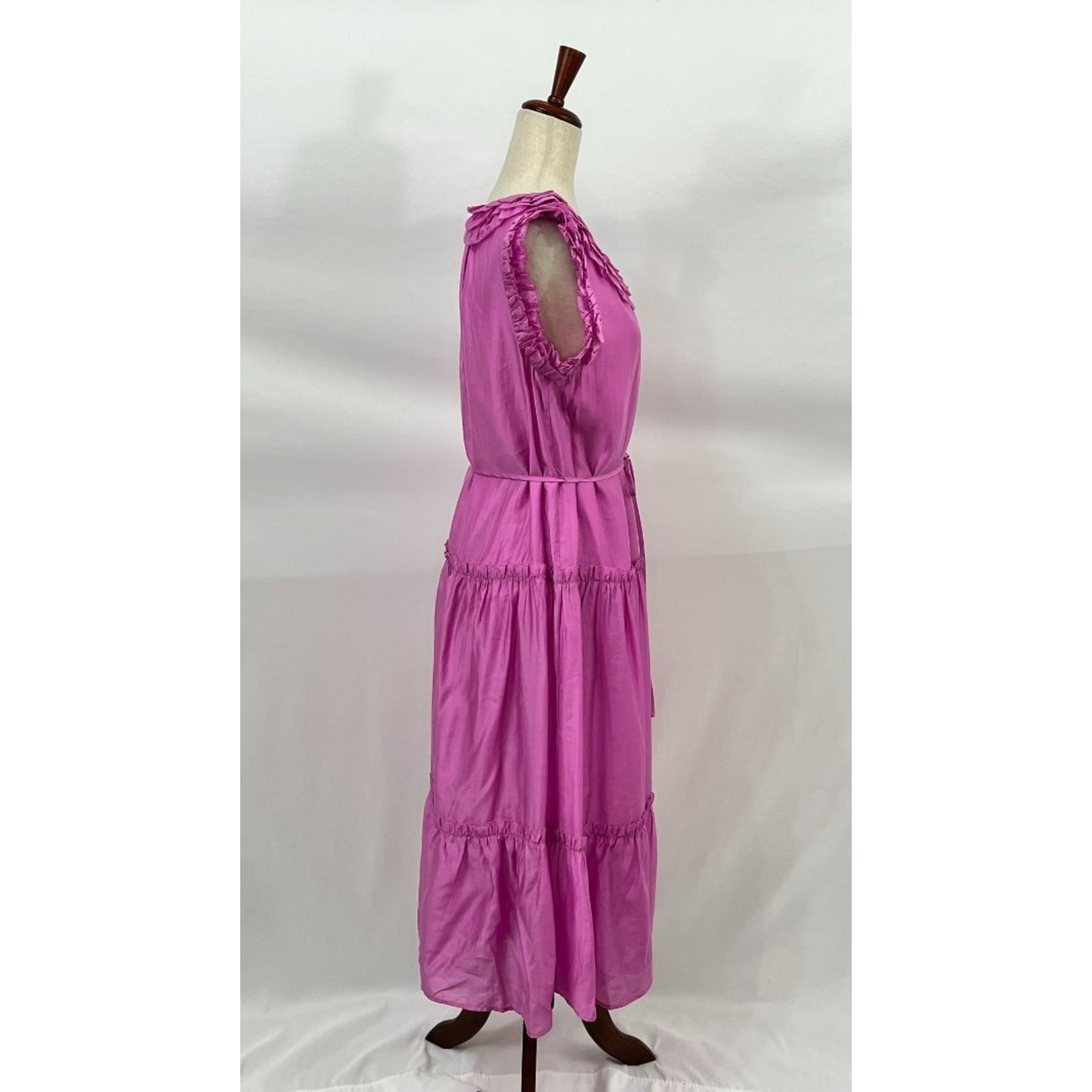 HUNTER BELL Sz S Small Davey Dress Magenta Pink Purple Maxi Ruffle