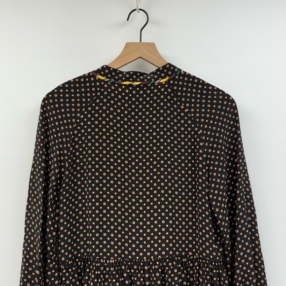 Opening Ceremony 100% Silk Medallion Relaxed Fit Shift Midi Dress Black 2