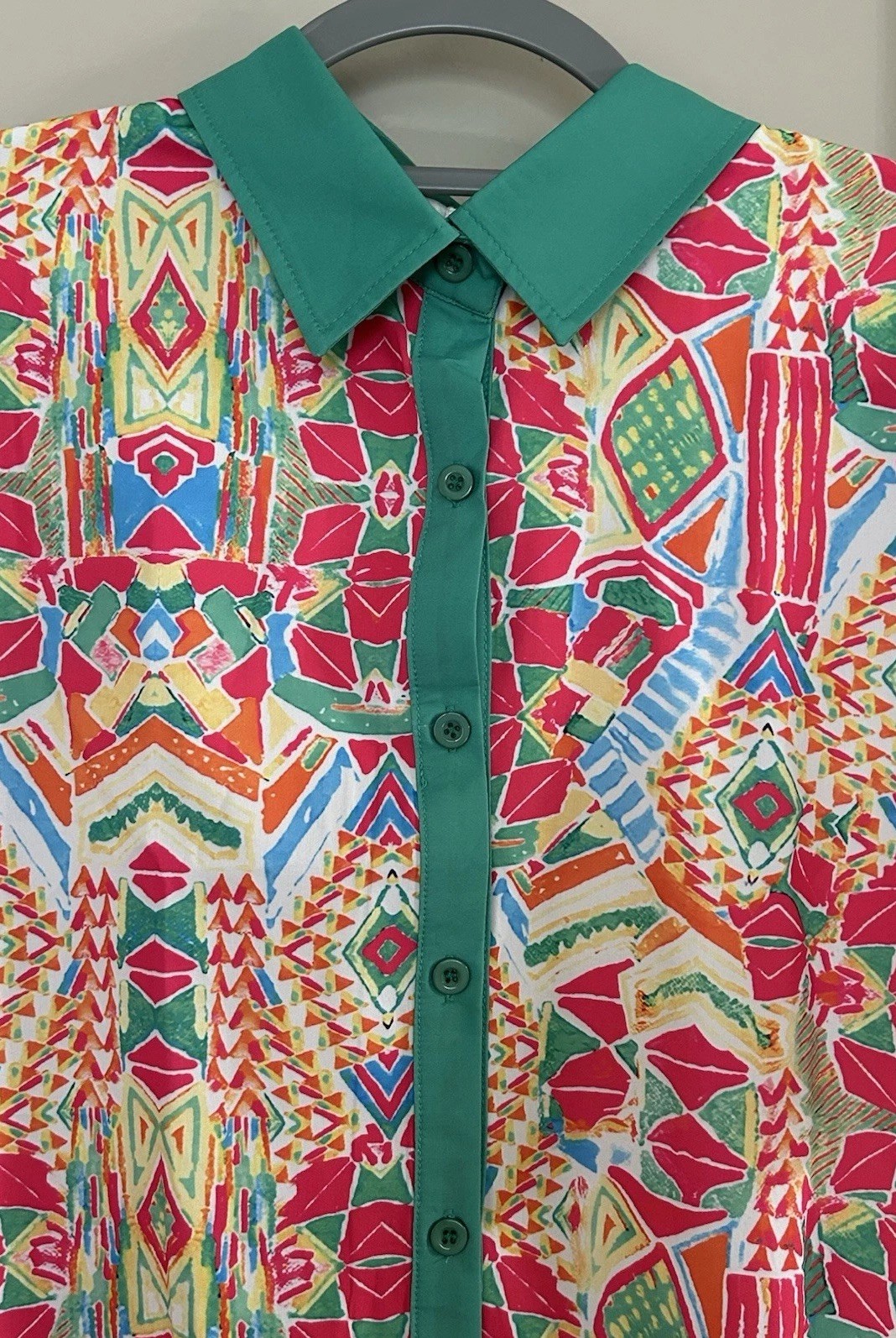 Women’s Dress Straight Button Front Collard Multicolor SEE MEASUREMENTS NWOT