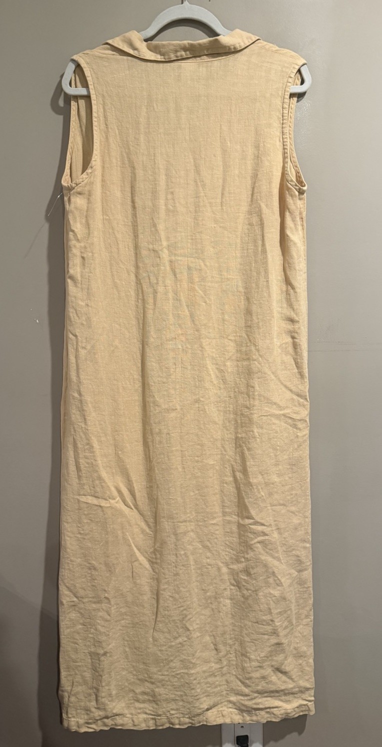 Vintage Nadia Linen Button Front Maxi Dress Medium Cottagecore Minimalist USA