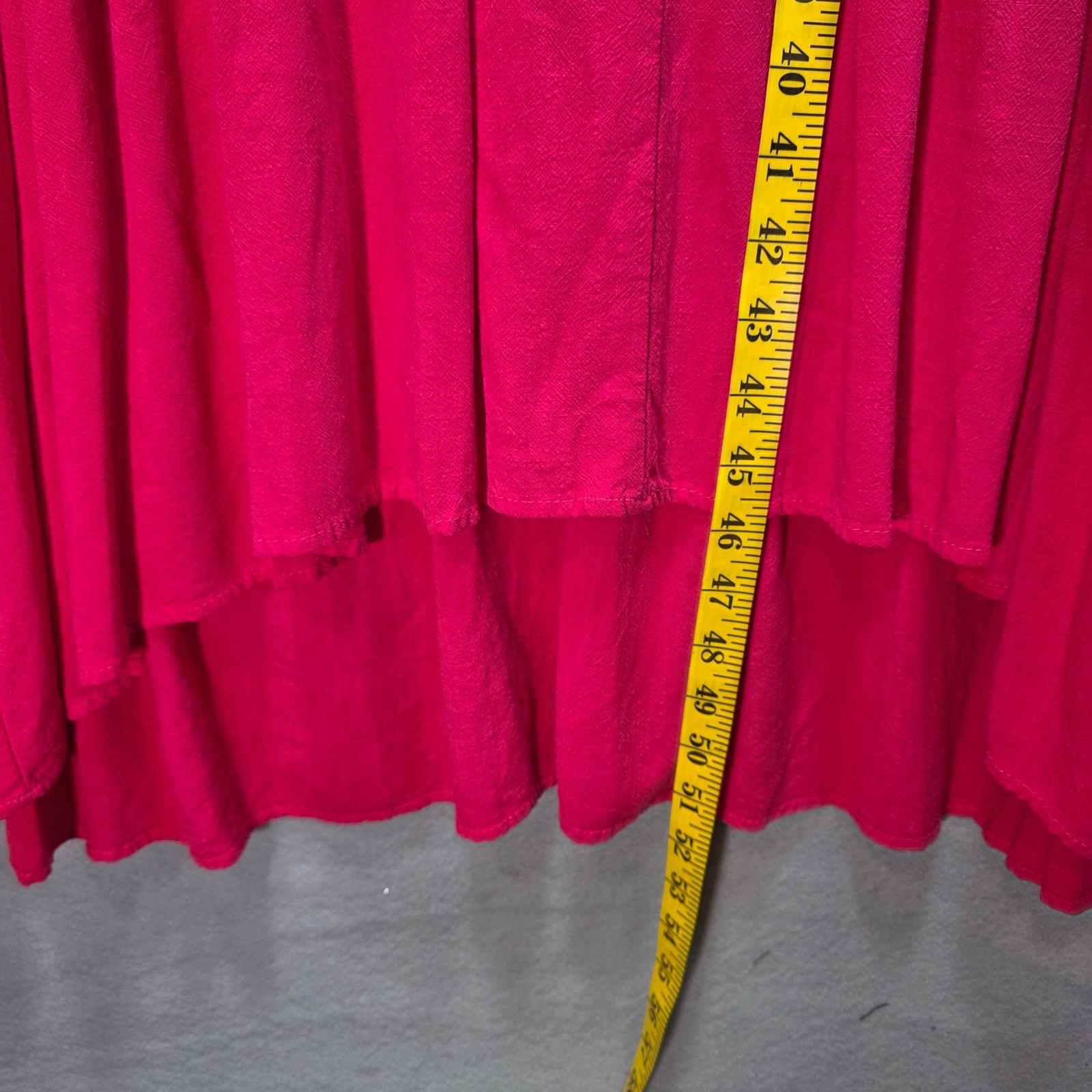 Falls Creek Pink Rayon Linen Tiered Maxi Dress Sz M High Low Trapeze Sleeveless