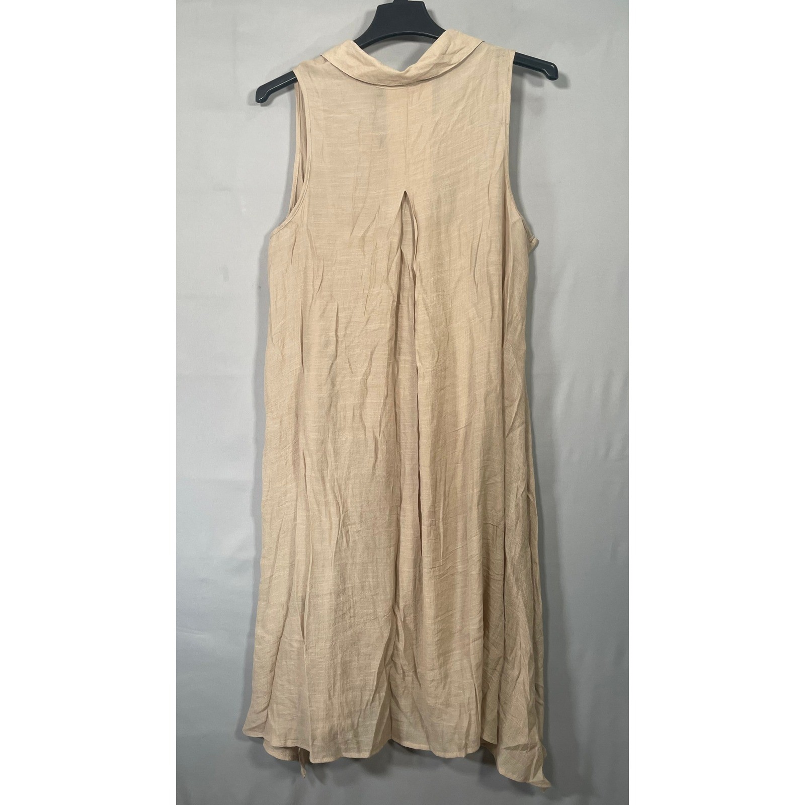 Mlle Gabrielle NWT Womens 2X Tan Sleeveless Button Down Shirt Dress High Low