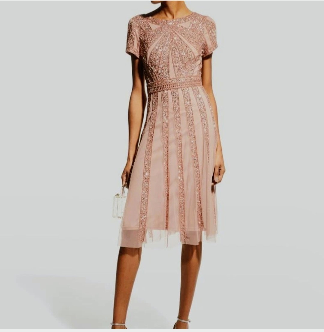 Aidan Mattox Rose Gold Coctail dress 8