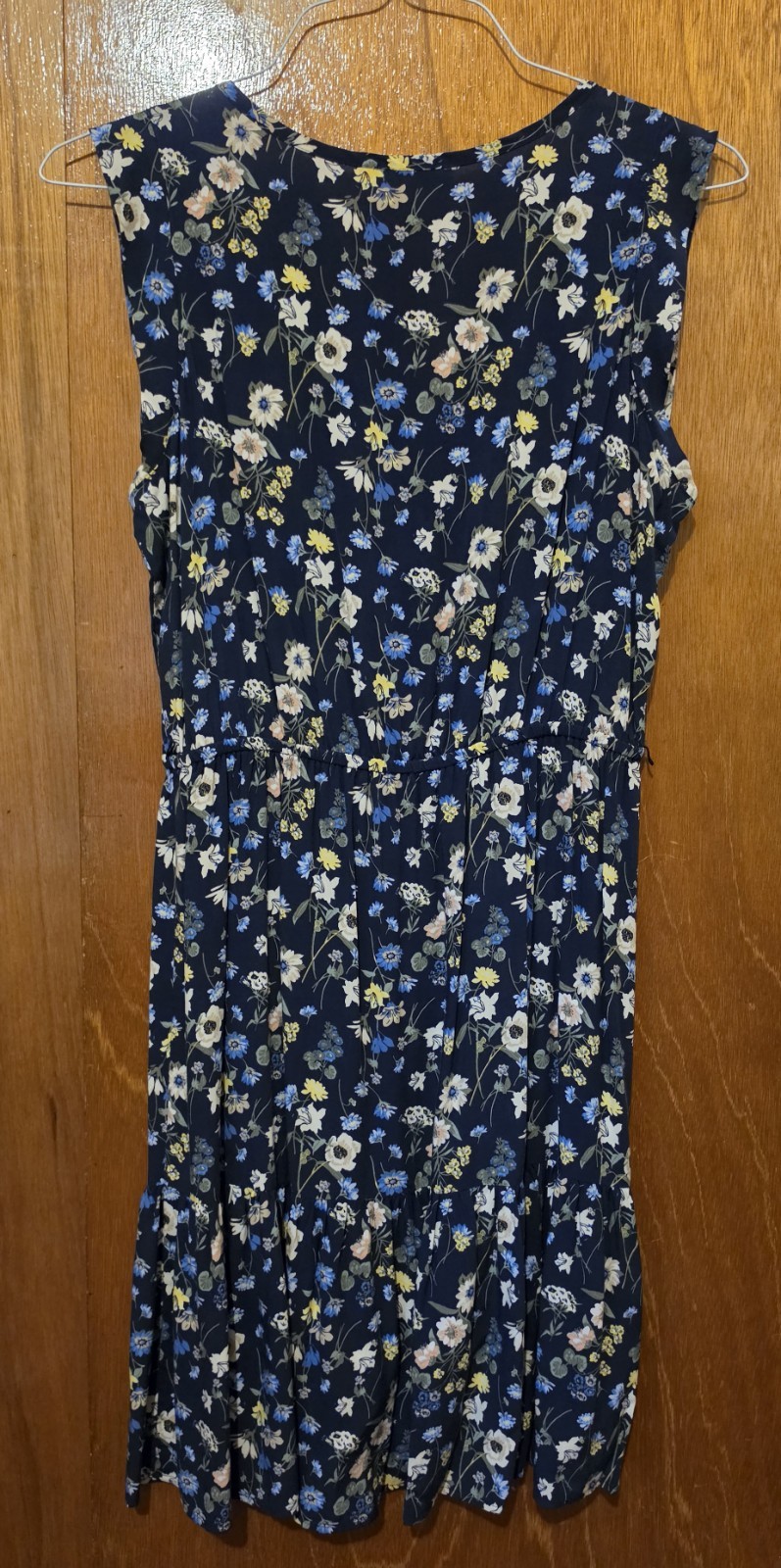 Loft Sleeveless Swing Dress Floral Pattern Navy Yellow Small MINT CONDITION