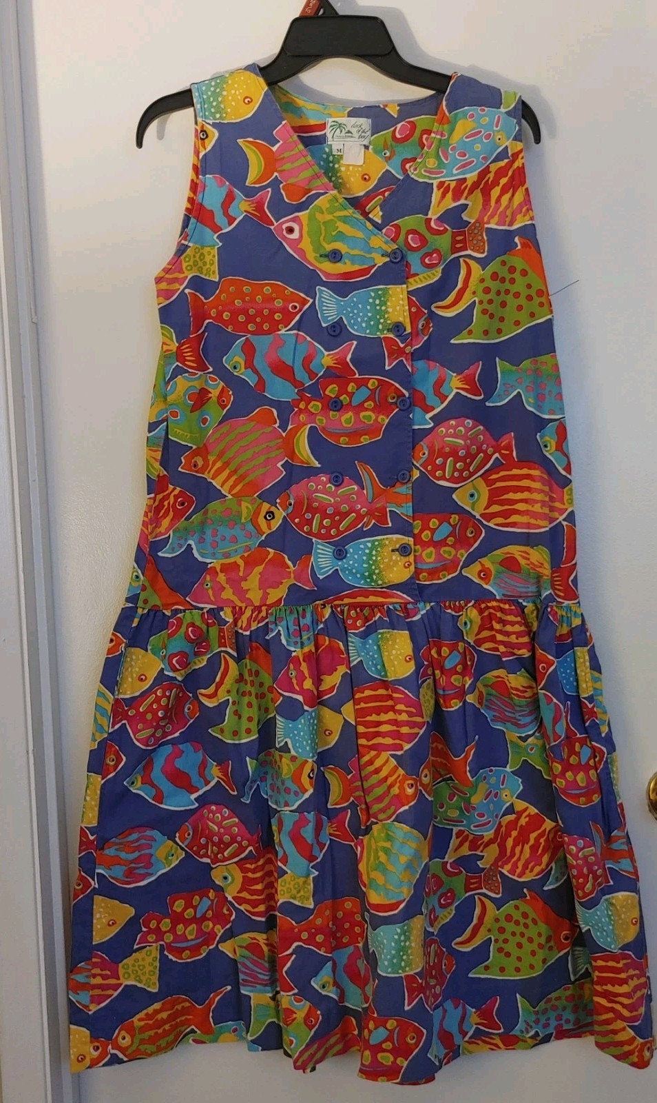 Dock Of The Bay Dress Womens M Ocean Fish Beach Surf Shift Jumper Vintage