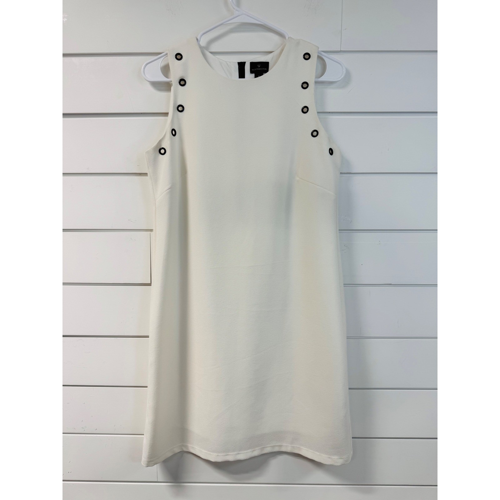 Worthington Womens Ivory White Grommet Sleeveless Shift Dress Size 6 Exposed Zip