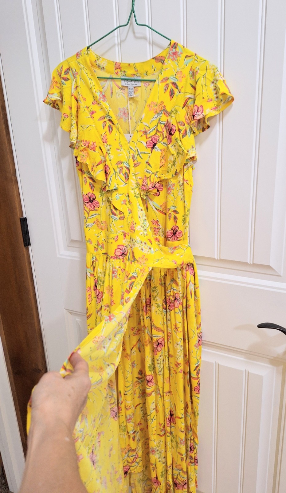 NWT SOFIA Yellow Floral Wrap Dress