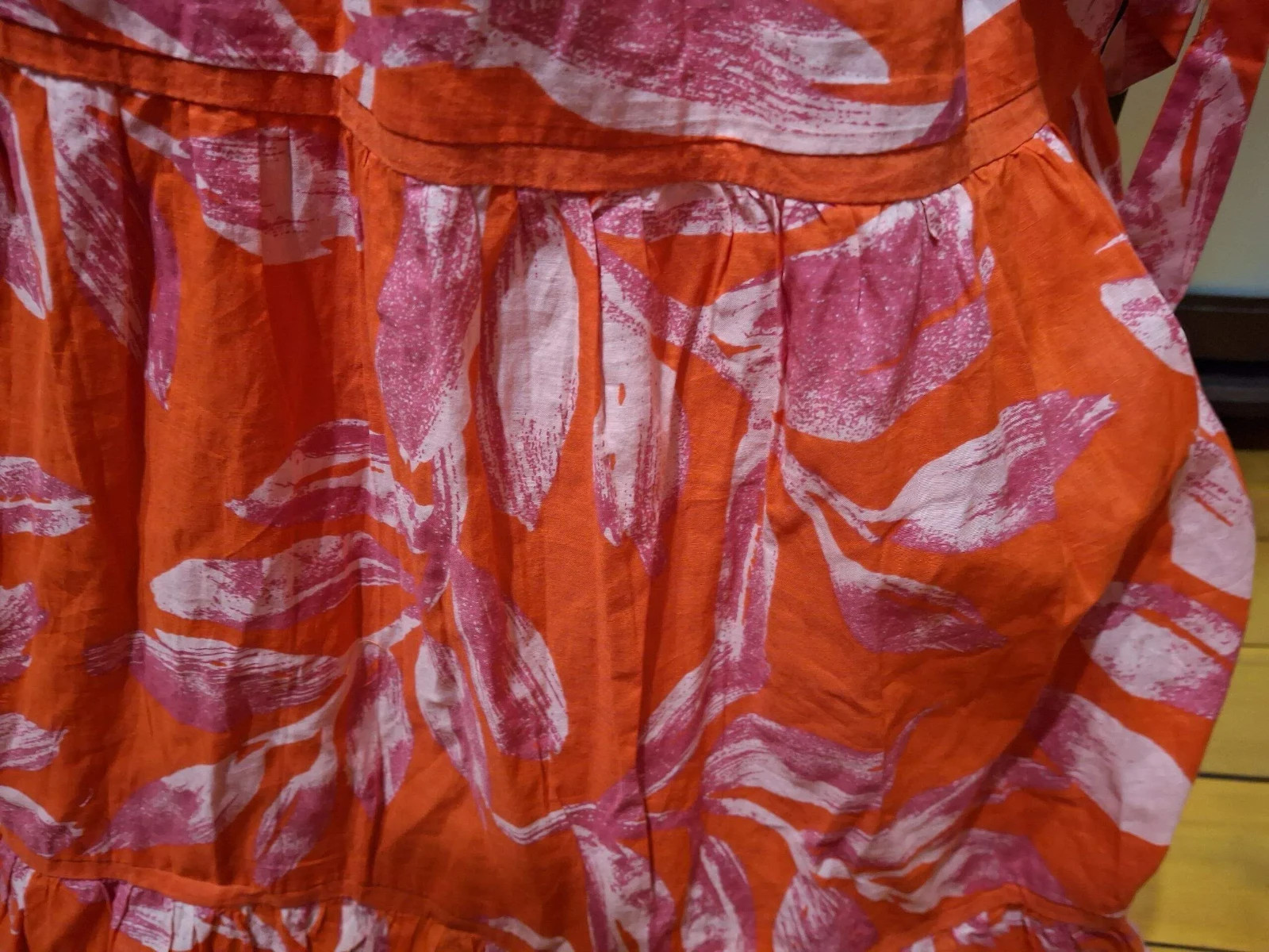 PEACOCKS Terracotta Pink Floral Cotton Maxi Dress Size 18 Boho Tiered Summer