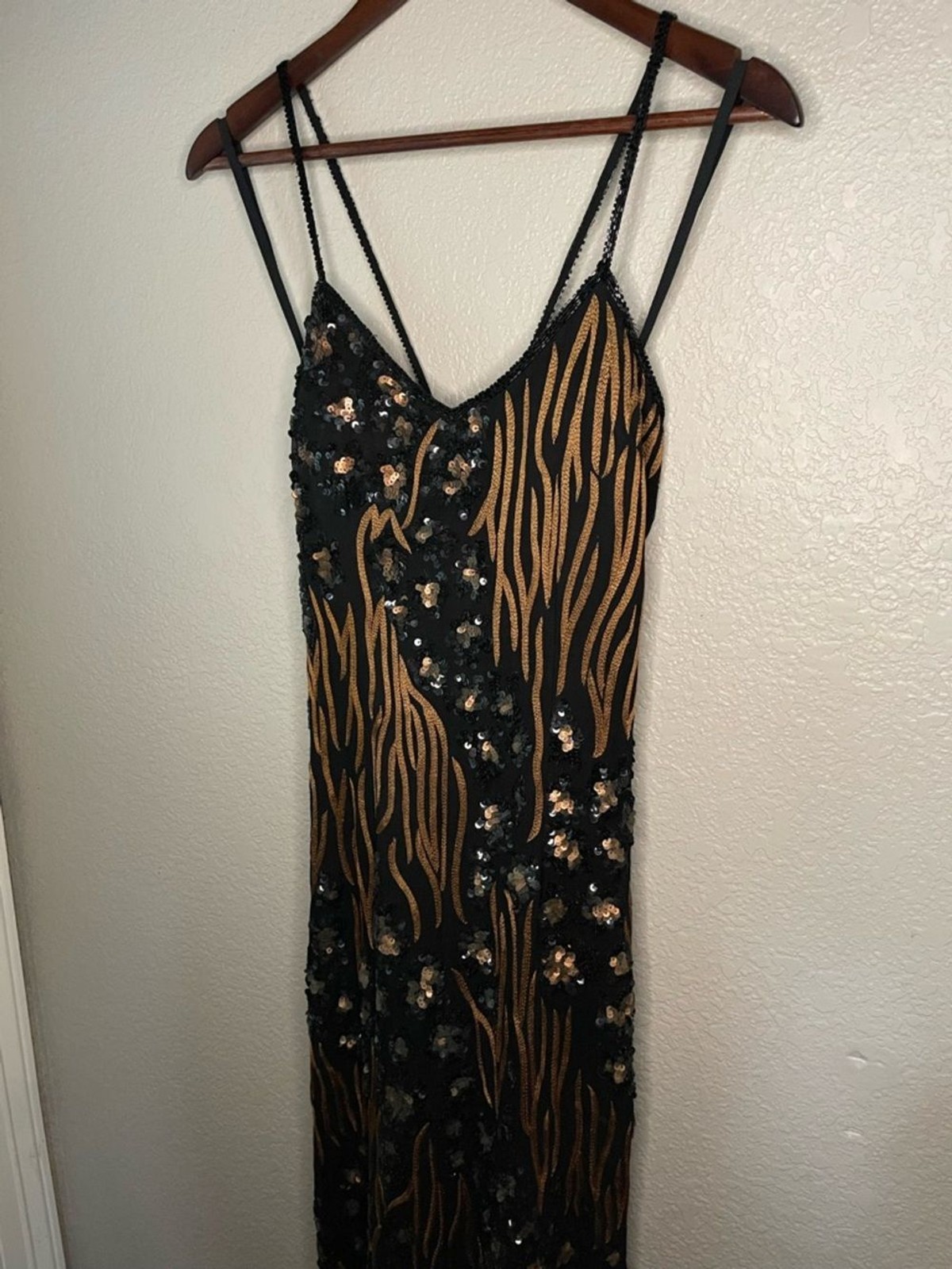 Cassandra Stone 10 Black Silk Beaded Formal Prom Fairy Dress Gown 90s Y2K 2000s