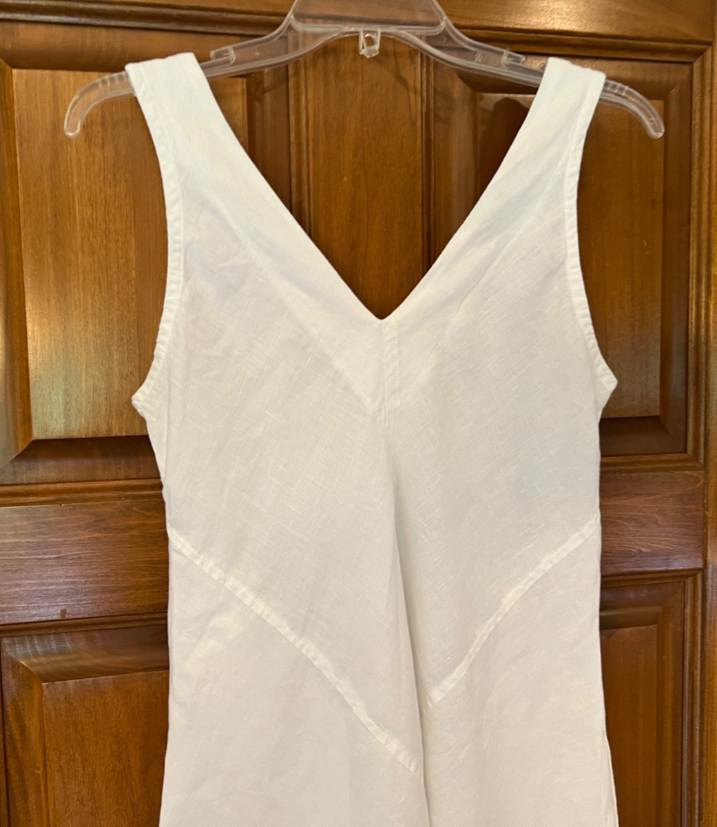Haris Cotton 100% Linen White Sleeveless Dress Made in Greece EUC Small