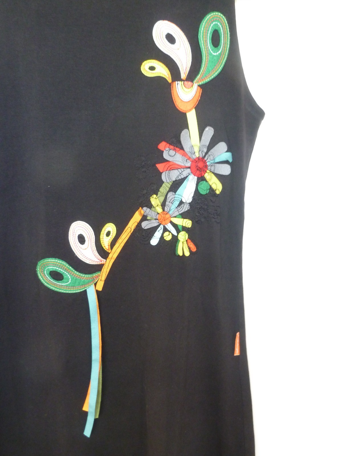 MAMATAYOE SPAIN DESIGNER black multicolour APPLIQUE FLORAL dress Size 8 10
