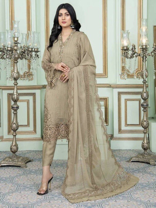 BANAFSH EMBRIODERED LUXURY CHIFFON BY || NOOR’S |