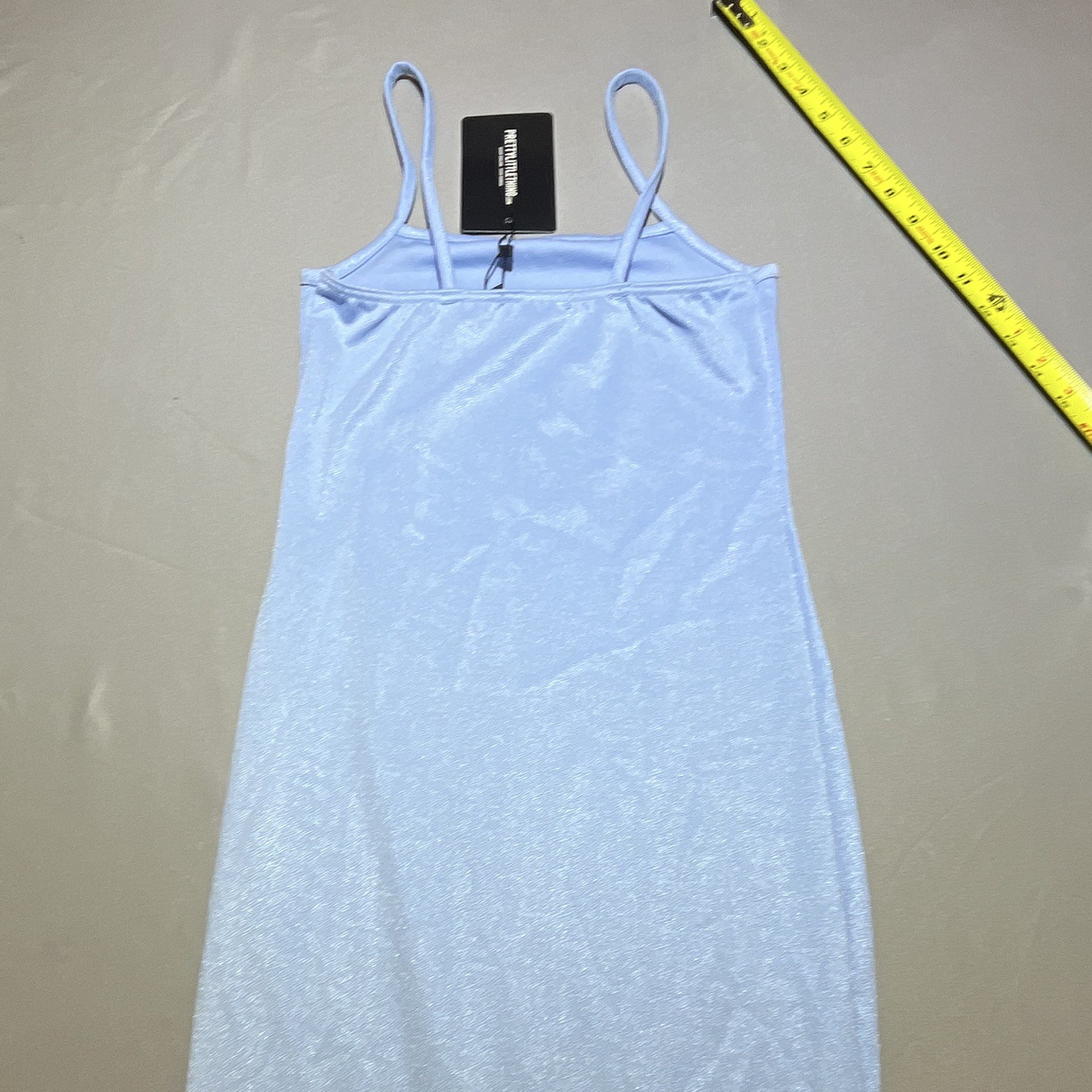 PRETTYLITTLETHING Blue Square Neck Strappy Slip Bodycon Midi Dress Stretch US 2