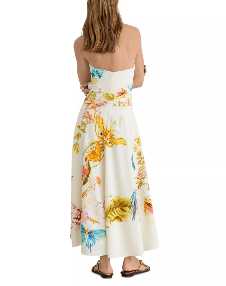 AUTH REISS Corset Detail Floral Dress Ivory