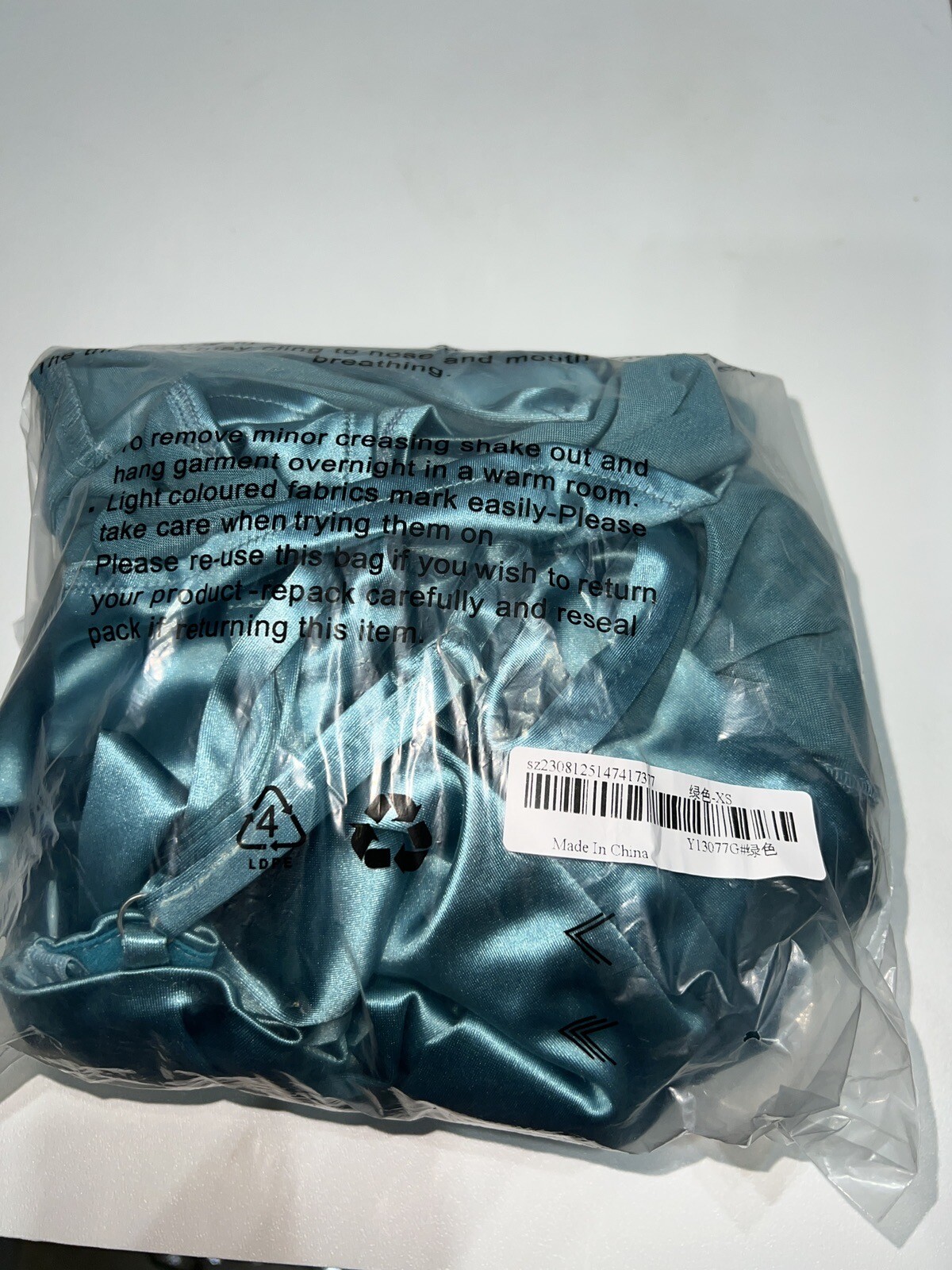 NEW! ADYCE Ruched Split Thigh Sating Formal Dress Gown BLUE Size XS