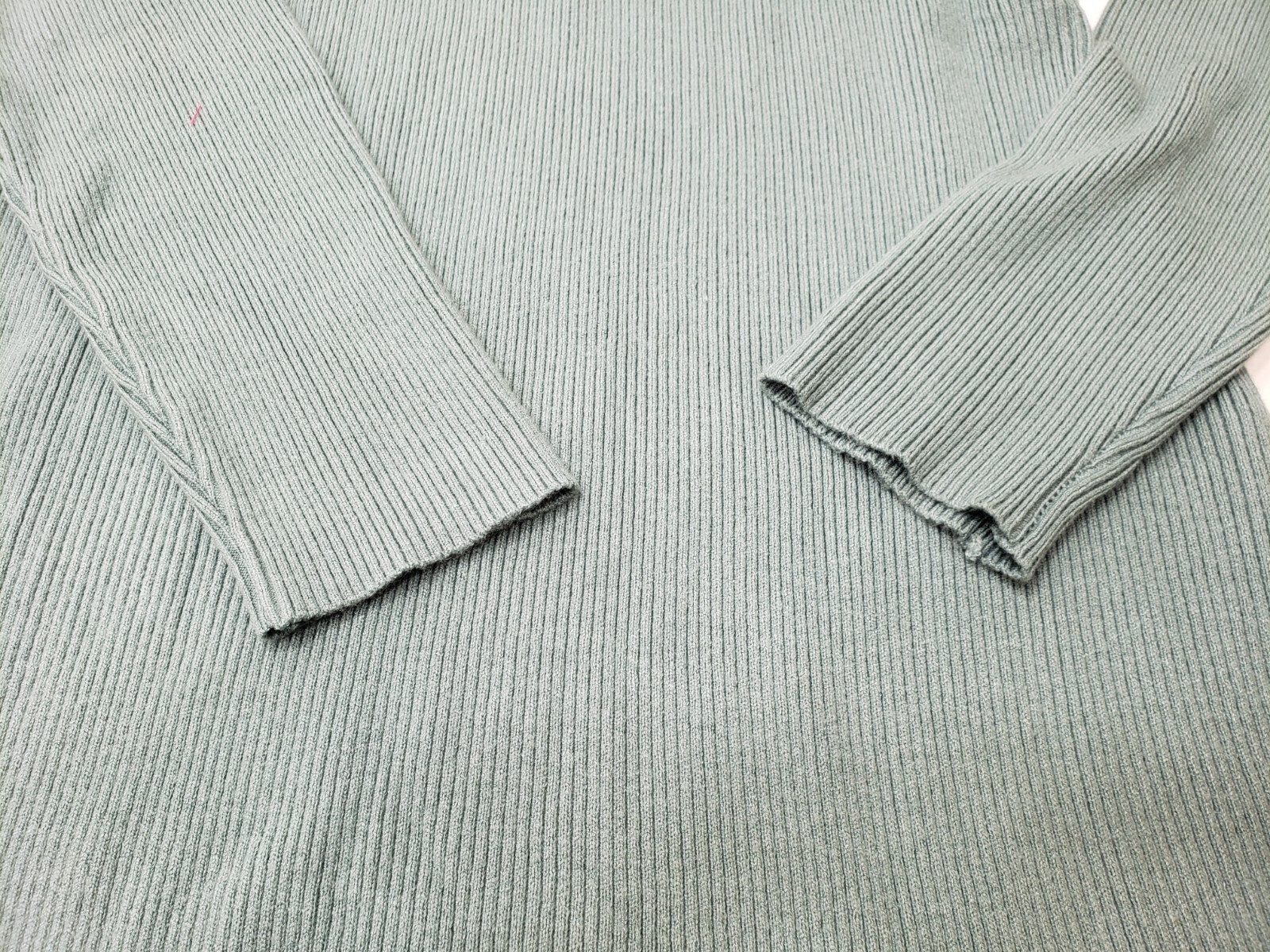 Deep Self Womens Dress Long Sleeve 1/4 Button Collared Stretch Ribbed Green M