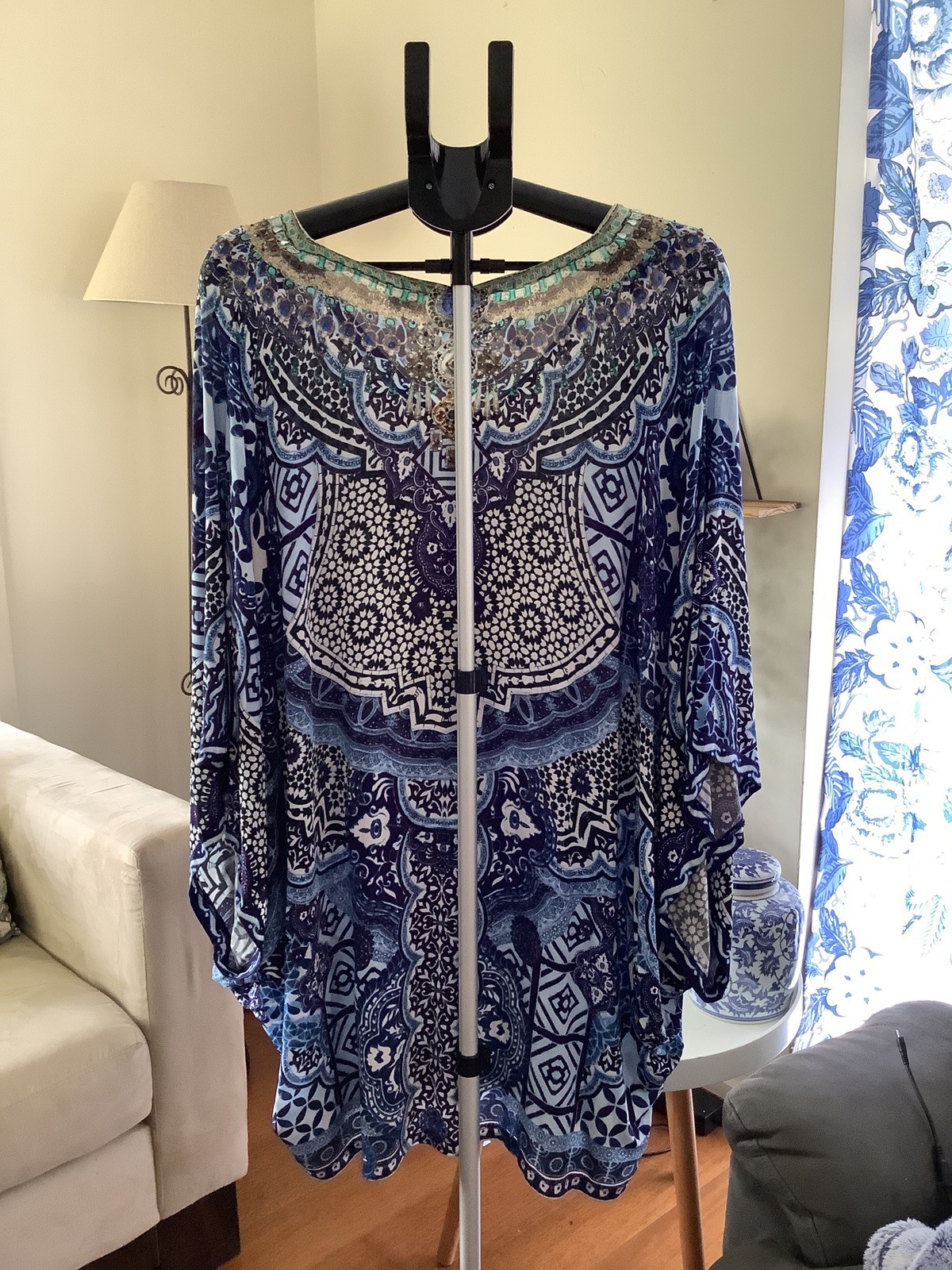 Camilla Under the Medina Moon Navy Blue White Knee Length Dress Ex Cond One Size