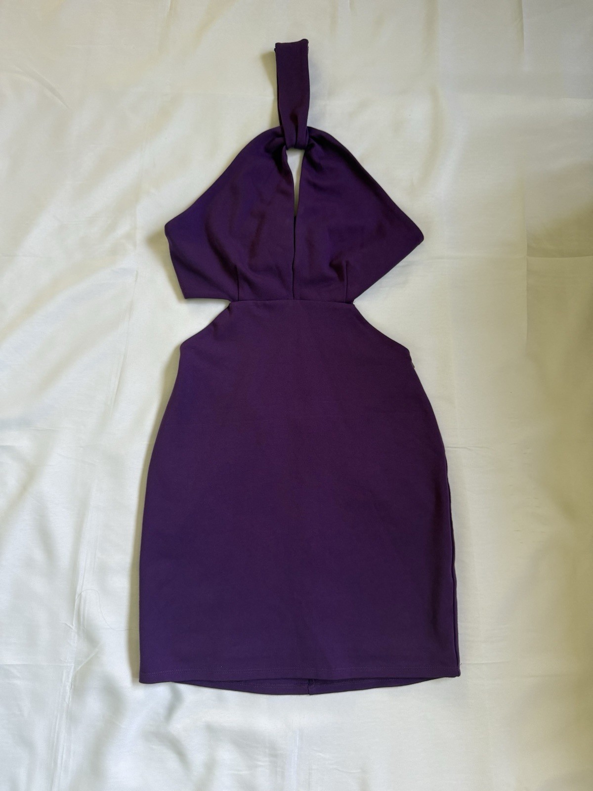 Lovers and Friends Purple Knit Halter Cut-Out Stretch Bodycon Mini Dress S