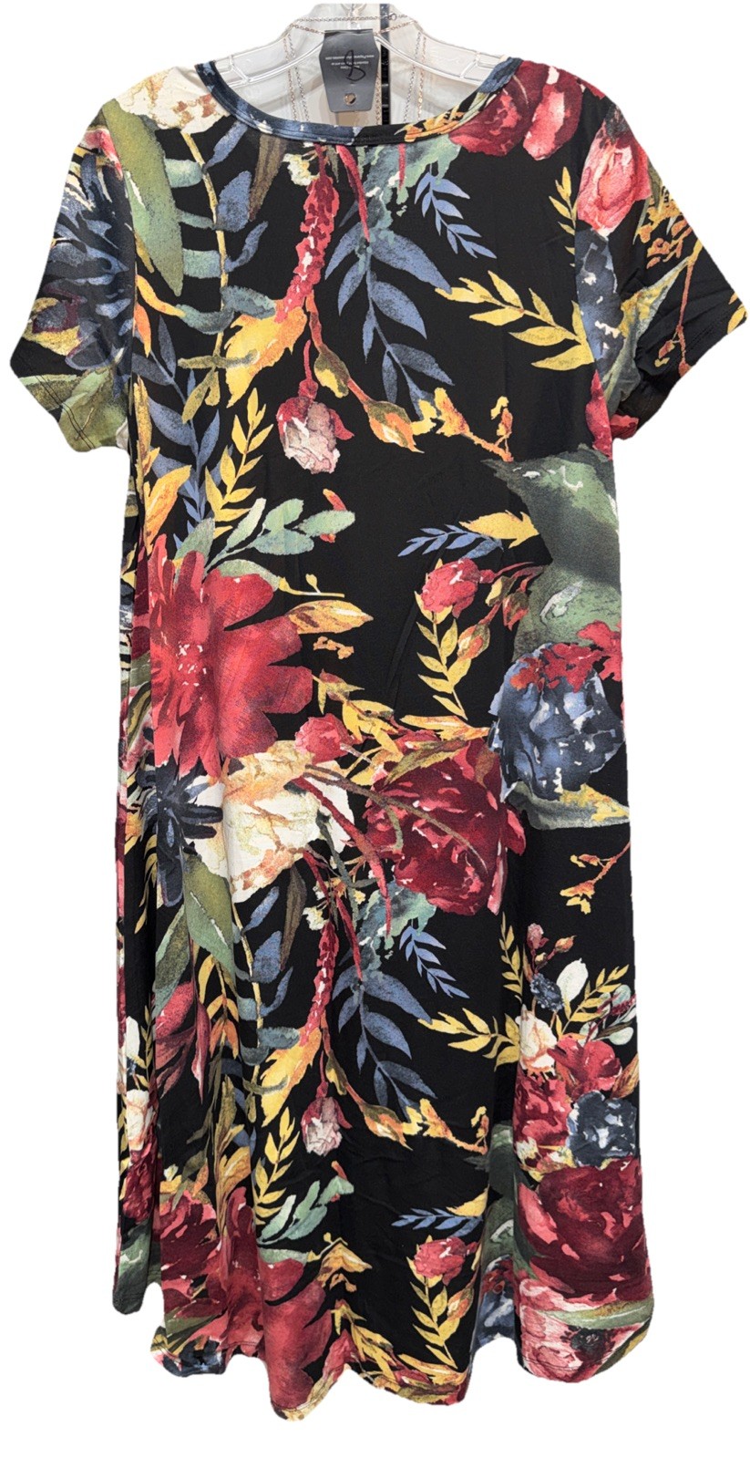 NWT LuLaRoe Medium Black Green Blue Pink Maroon White Floral Carly Swing Dress