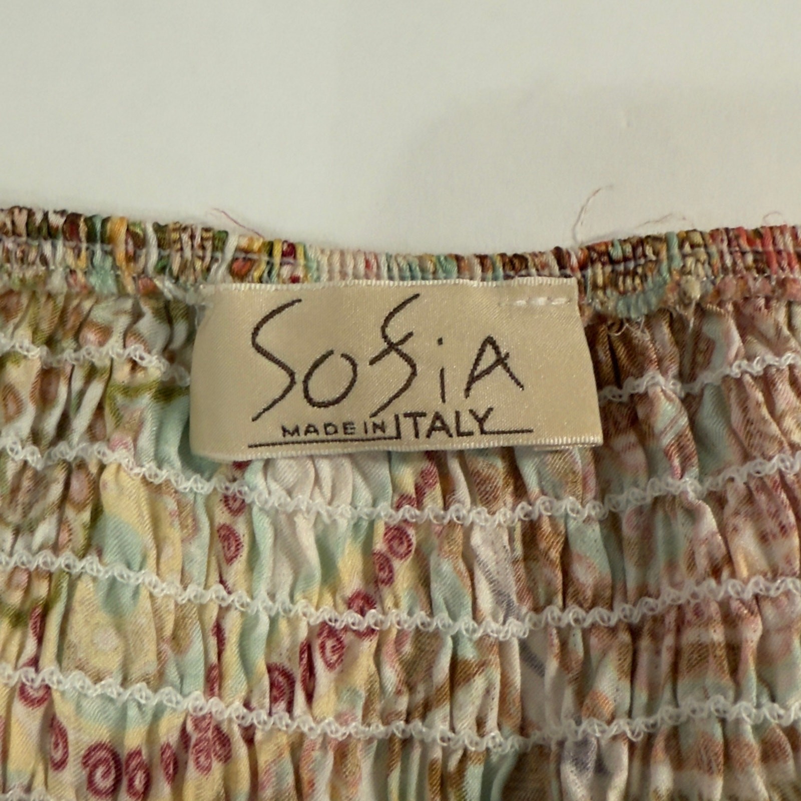 Sofia Made in Italy Sofia Smock Neckline Tiered Dress Multicolor Earth Tone Boho