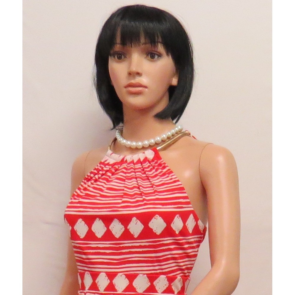 JESSICA HOWARD Coral Pink Red Chain Neck Halter Dress 10 New