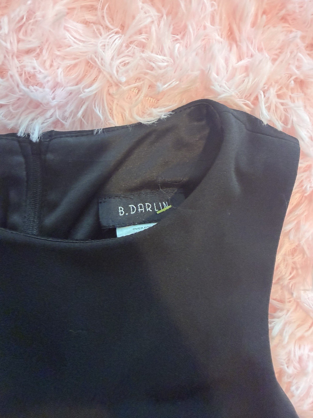 B. Darlin Black Solid Fit & Flare Dress Scoop Neck Lace Trim Short Size 5/6