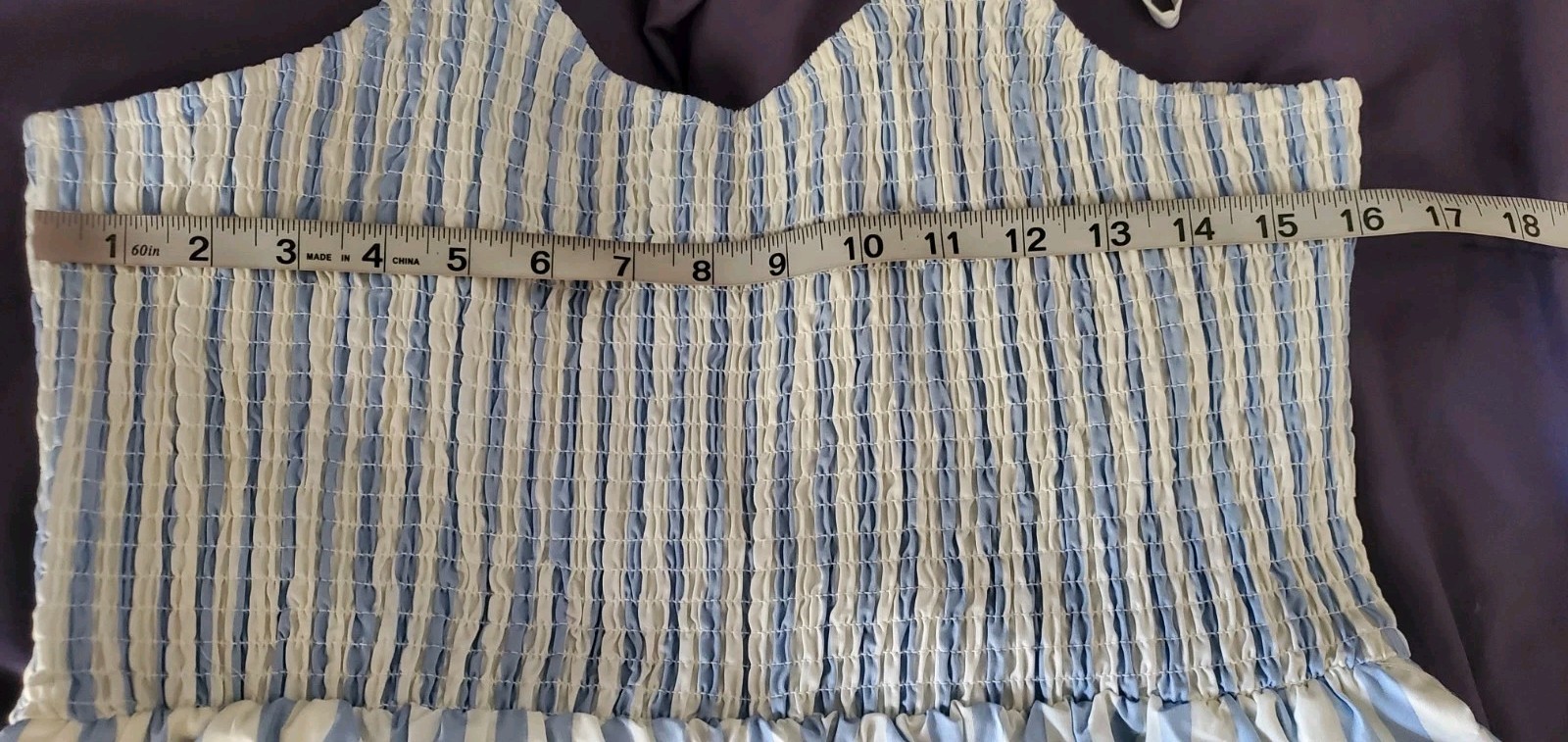 Calypso St Barth Spaghetti Strap Smocked Midi Dress Blue White Tropical Sz L