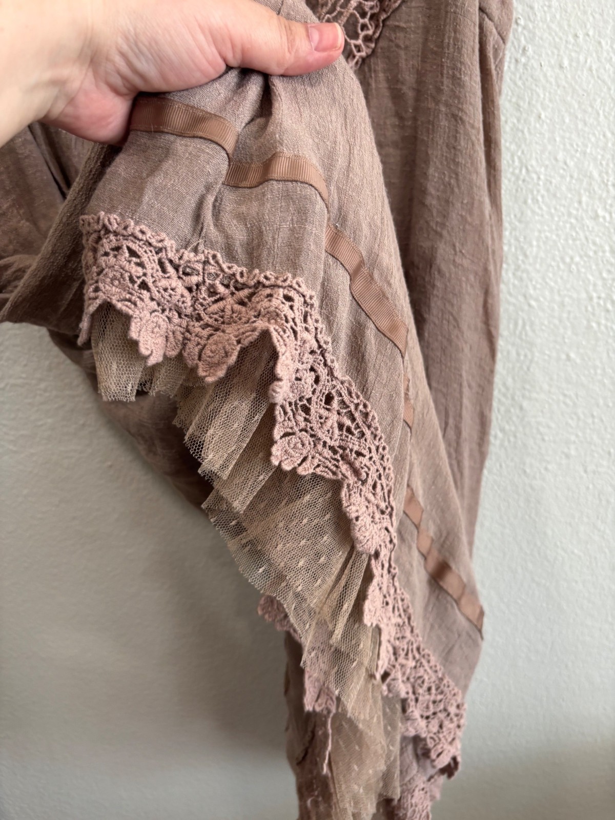 Indigo Soul XL Sleeveless Boho Tunic Dress With Crochet Lace Details Mauve Pink