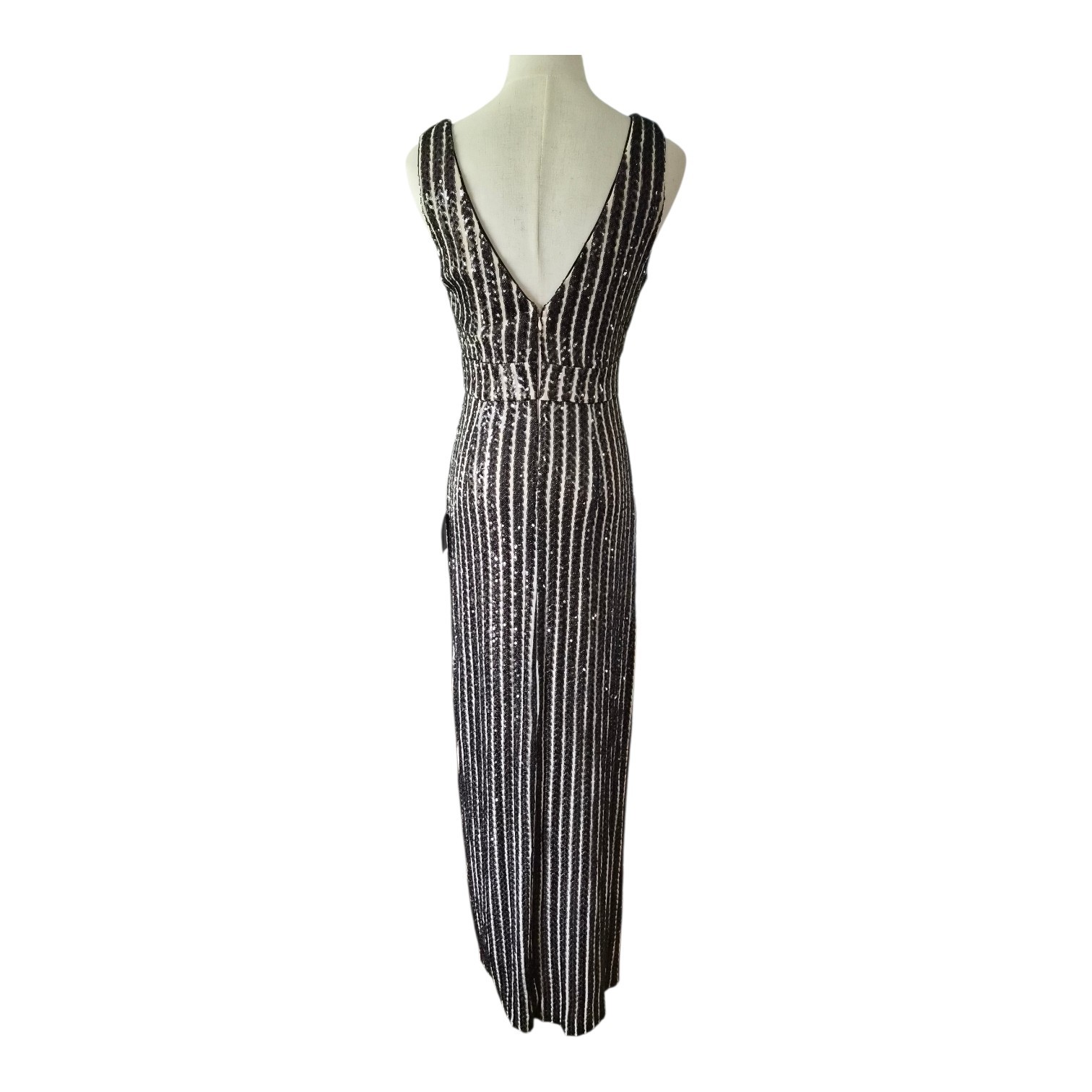 Lulus Unforgettable Elegance Black Silver Sequin Maxi Dress Sleeveless Nwt