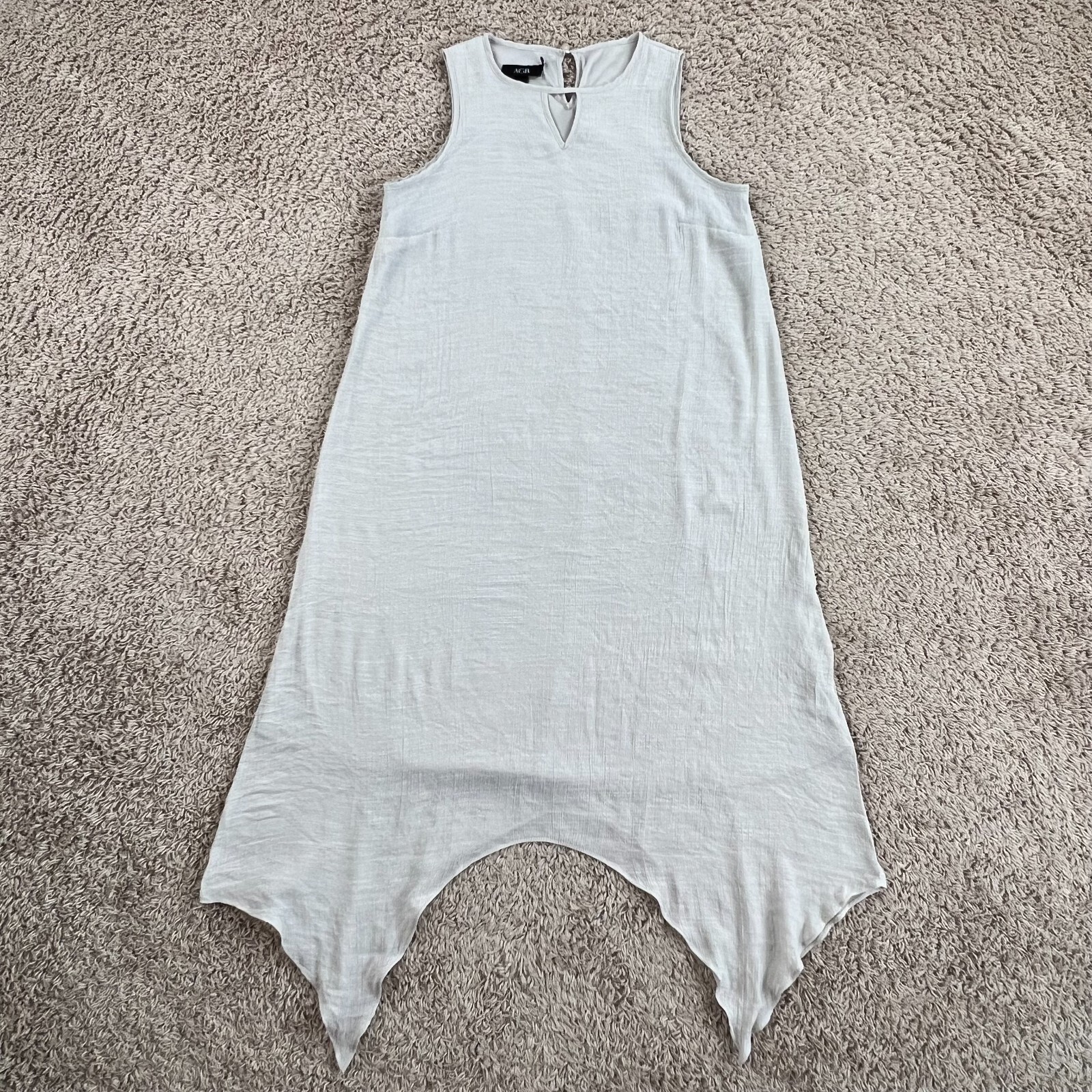 AGB Beige Sleeveless Crew Neck Lined Midi Sundress Womens M Keyhole Crew Neck