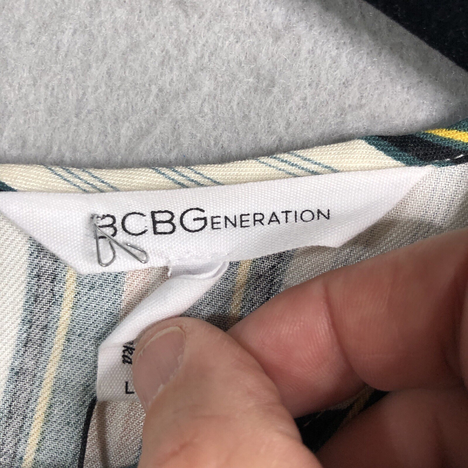 BCBGeneration Dress Womens Large Striped Drop Waist Rayon Retro Modern NEW