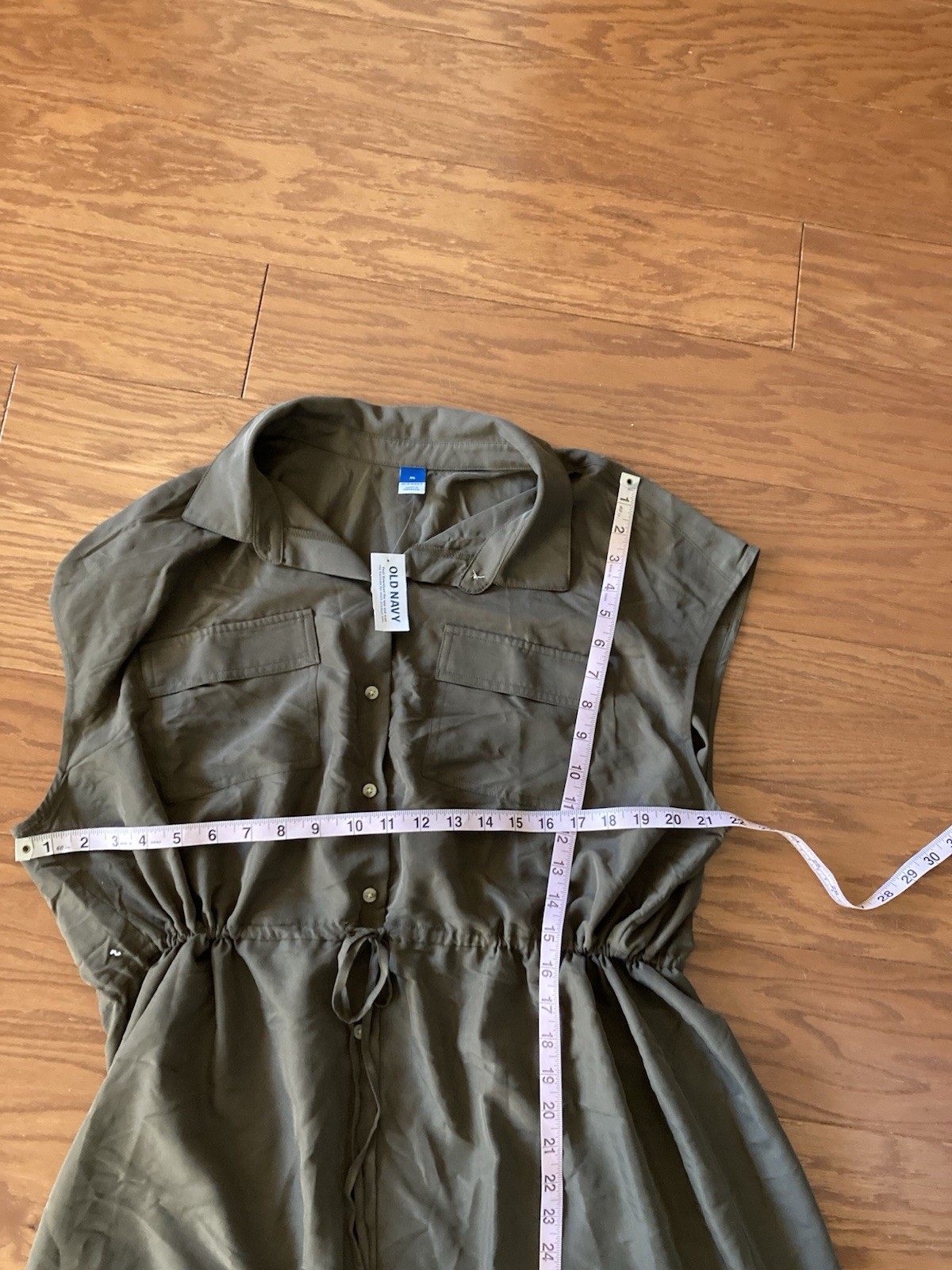 Old Navy Women’s Waist-Defined Utility Midi Green Shirt Dress Size XL NWT