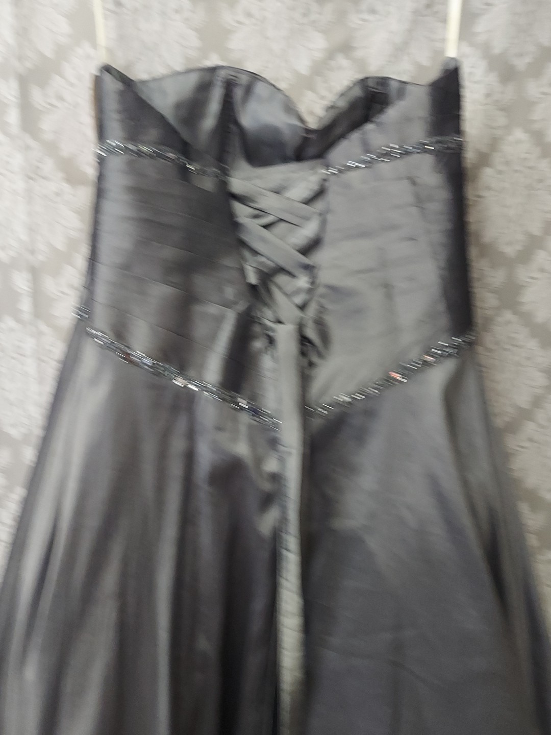 Cassandra Stone Lt Charcoal Sequin Pleated Bust (Lacebk Adjust Sizing)sz18w prom