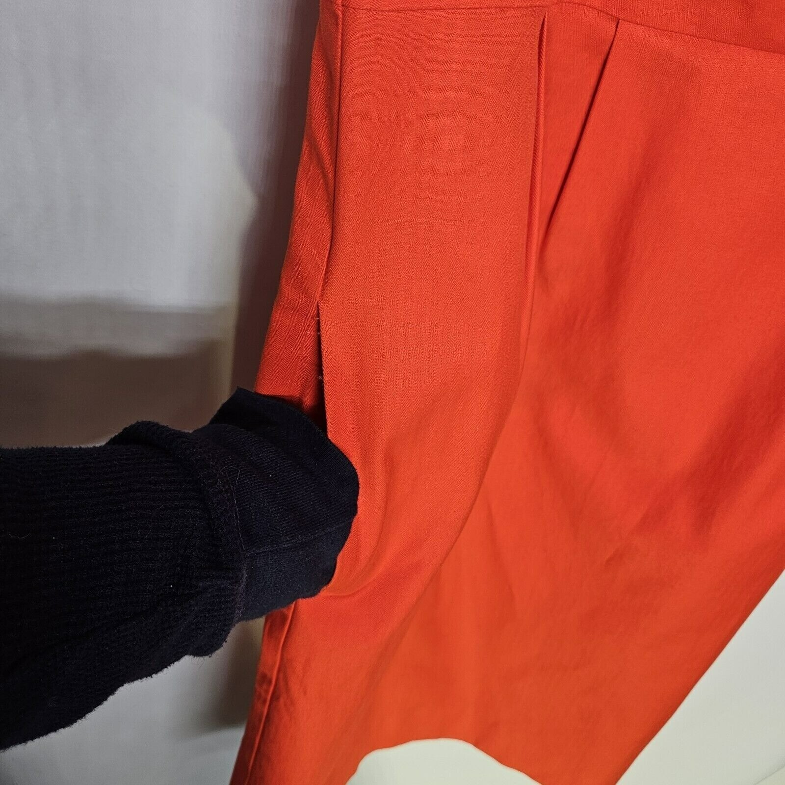 J. Crew Womens Pleated Dress Scoop Neck Cotton Sleeveless Orange Pockets Sz 8