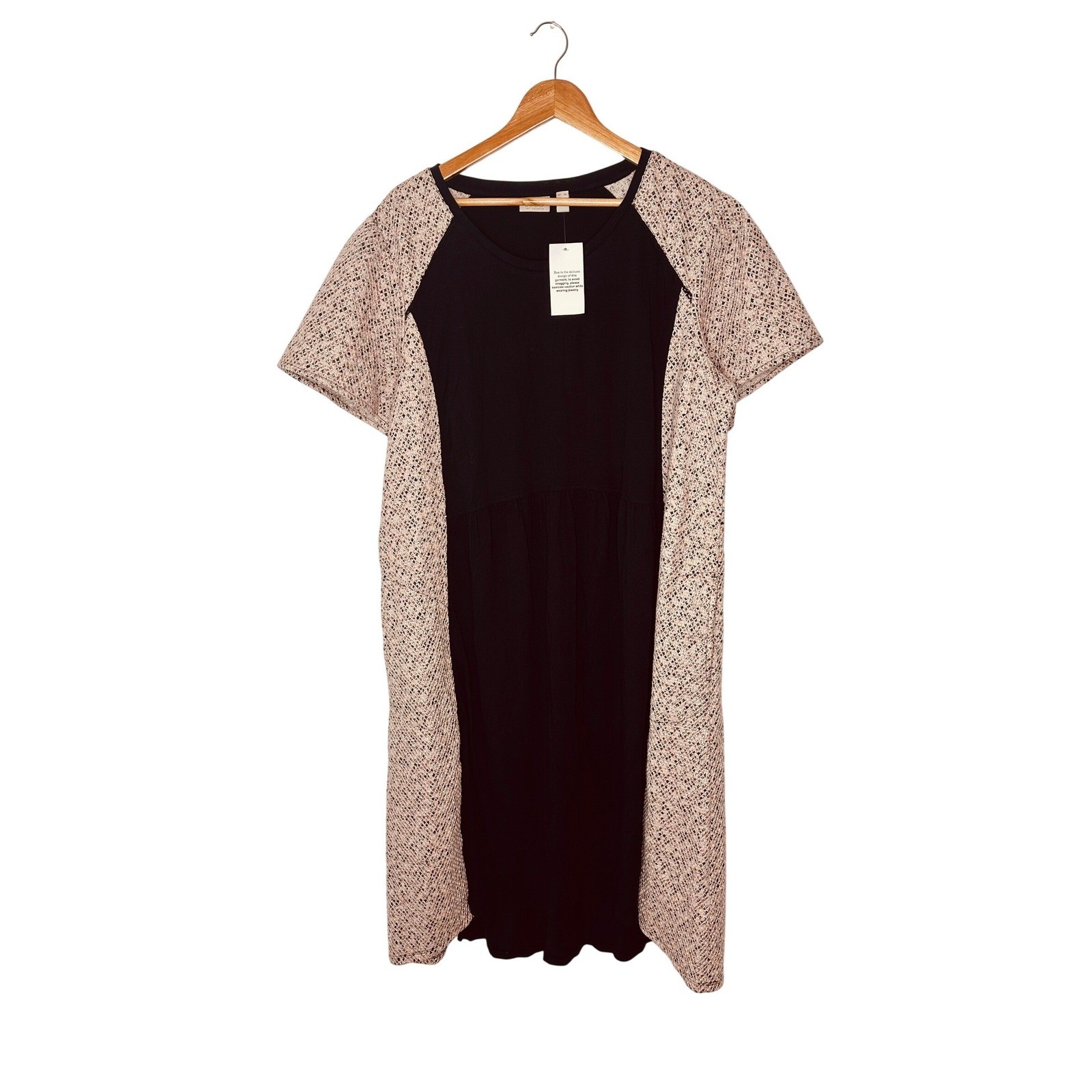 LOGO by Lori Goldstein Black Textured Sleeve Midi Dress Women’s XL NWT