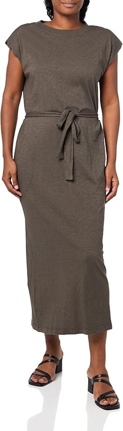 VELVET By Graham &Spencer Lane Cotton Slub Sleeveless Midi Dress Smoke S $179 H7