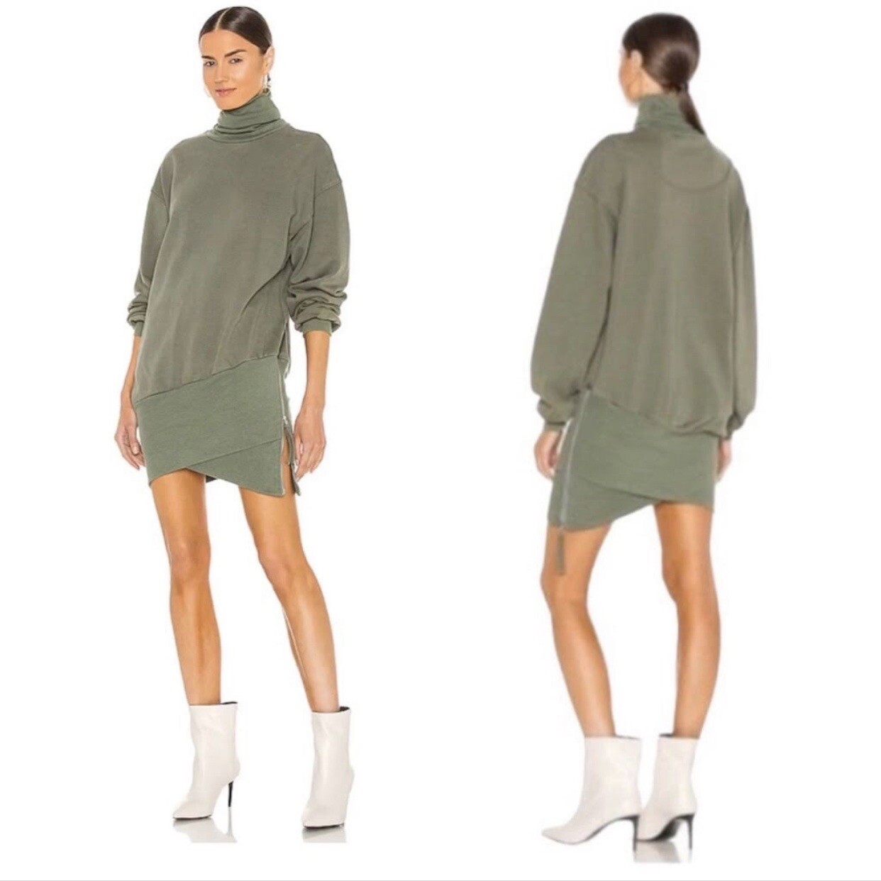 NWOT Young Fabulous & Broke Asymmetrical Turtleneck Sweatshirt Mini Dress Size S