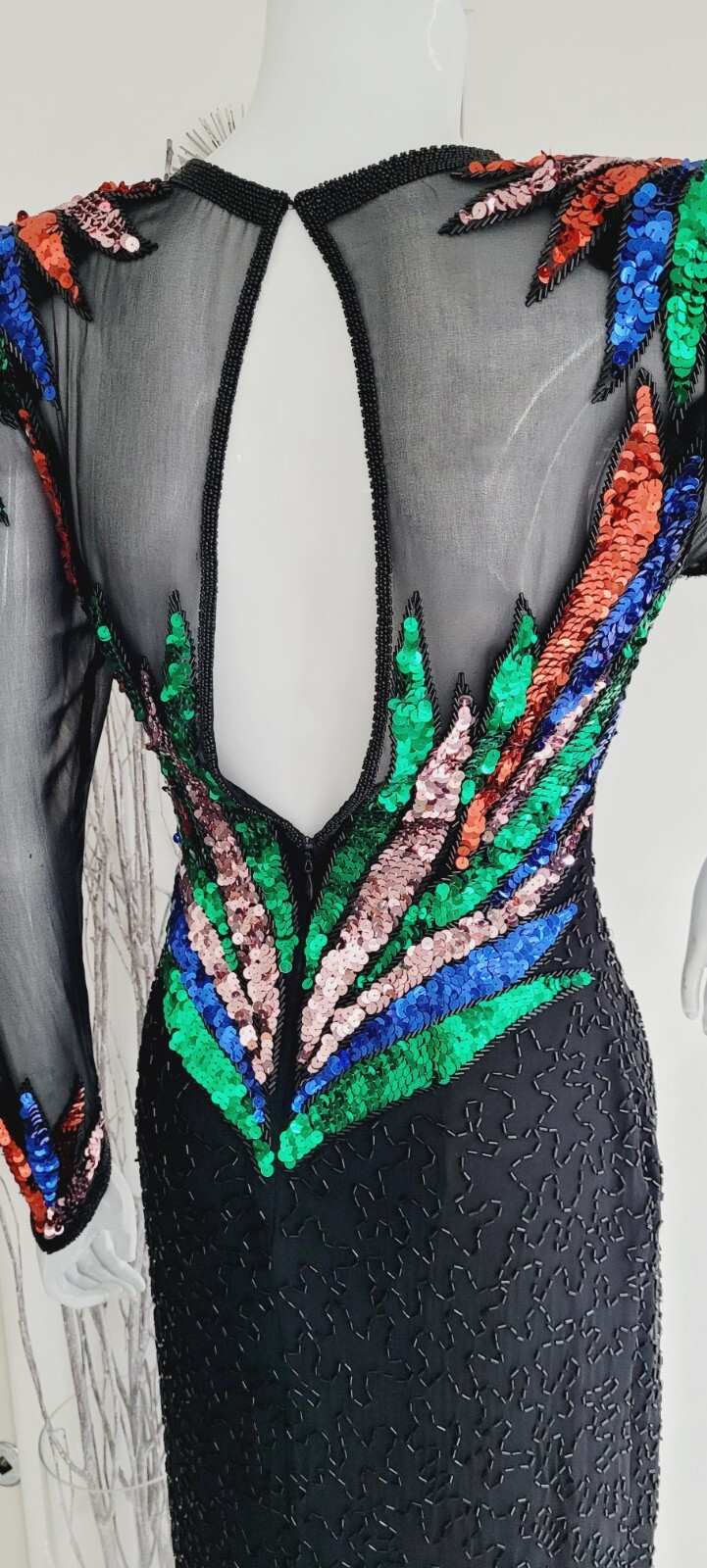 Sho Max Originals Sequin Rainbow Long Evening Party Cocktail Dress Women Size XS