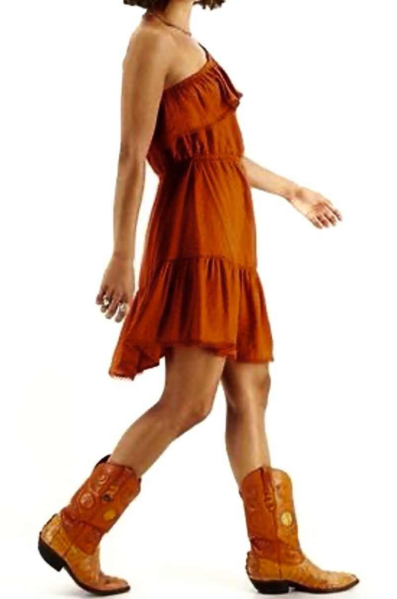 Bar III Womens One Shoulder Ruffled Mini Dress, Red Canyon, Medium, $99