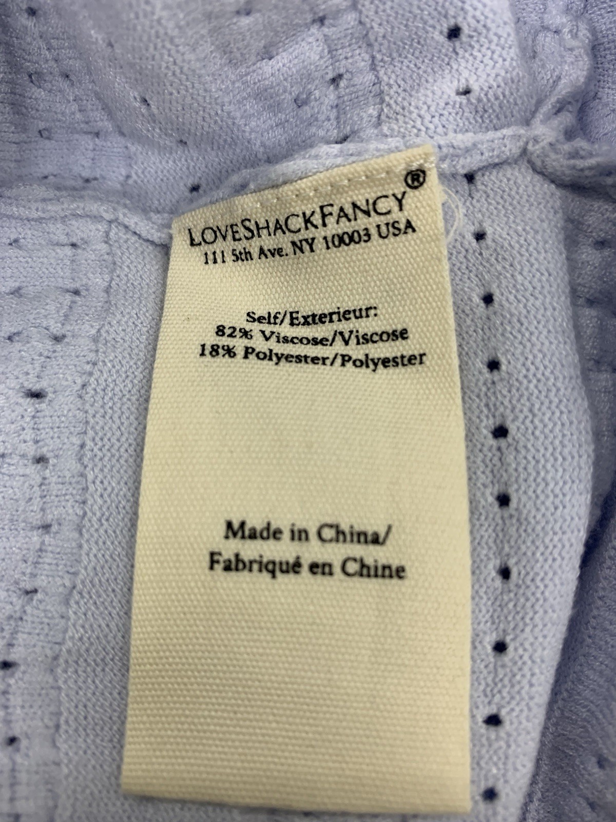 LoveShackFancy Maryanne Open Knit Mini Dress Morning Sky Size X-Small Used Good