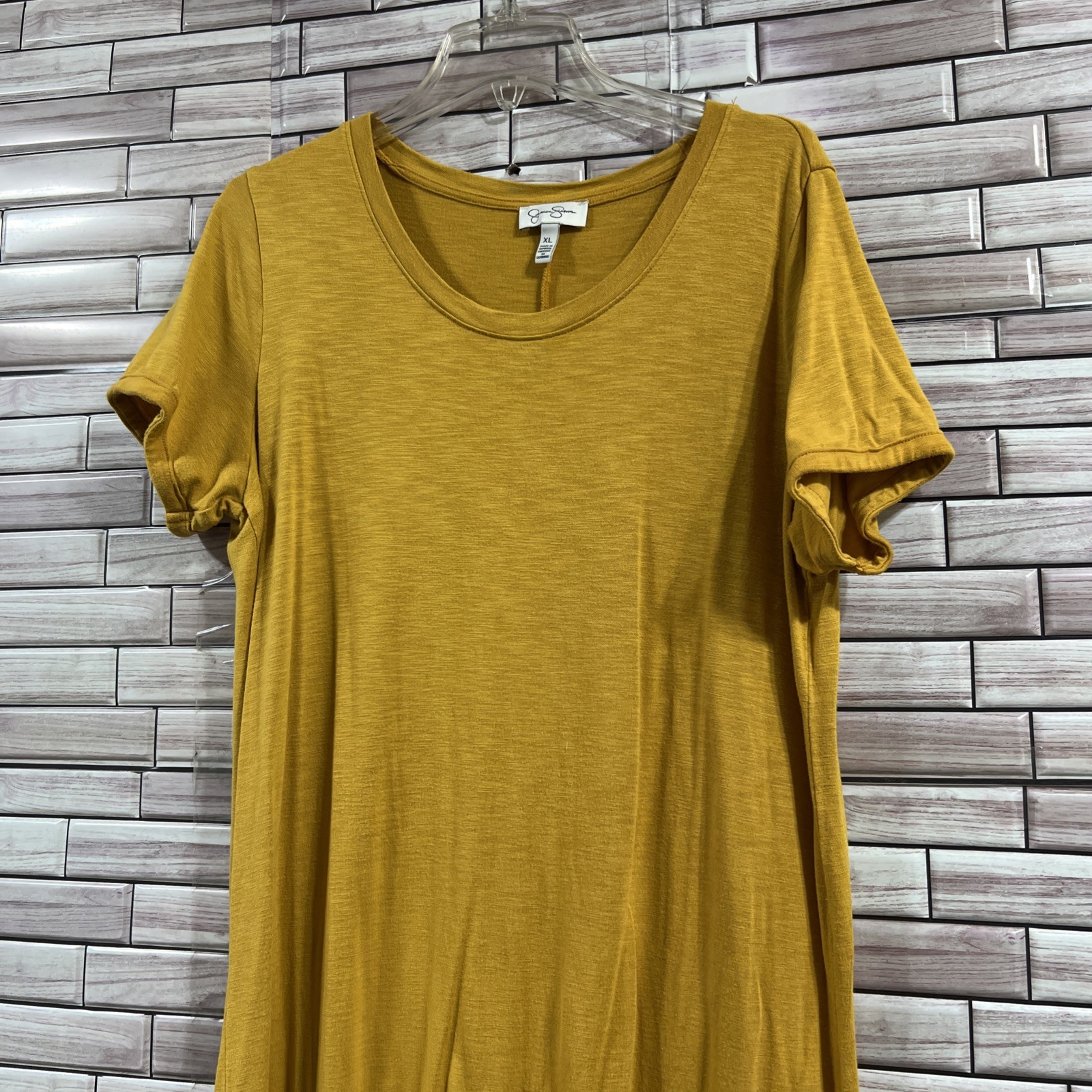 Jessica Simson womens XL dress Tee Shirt dress golden yellow comfort stretch