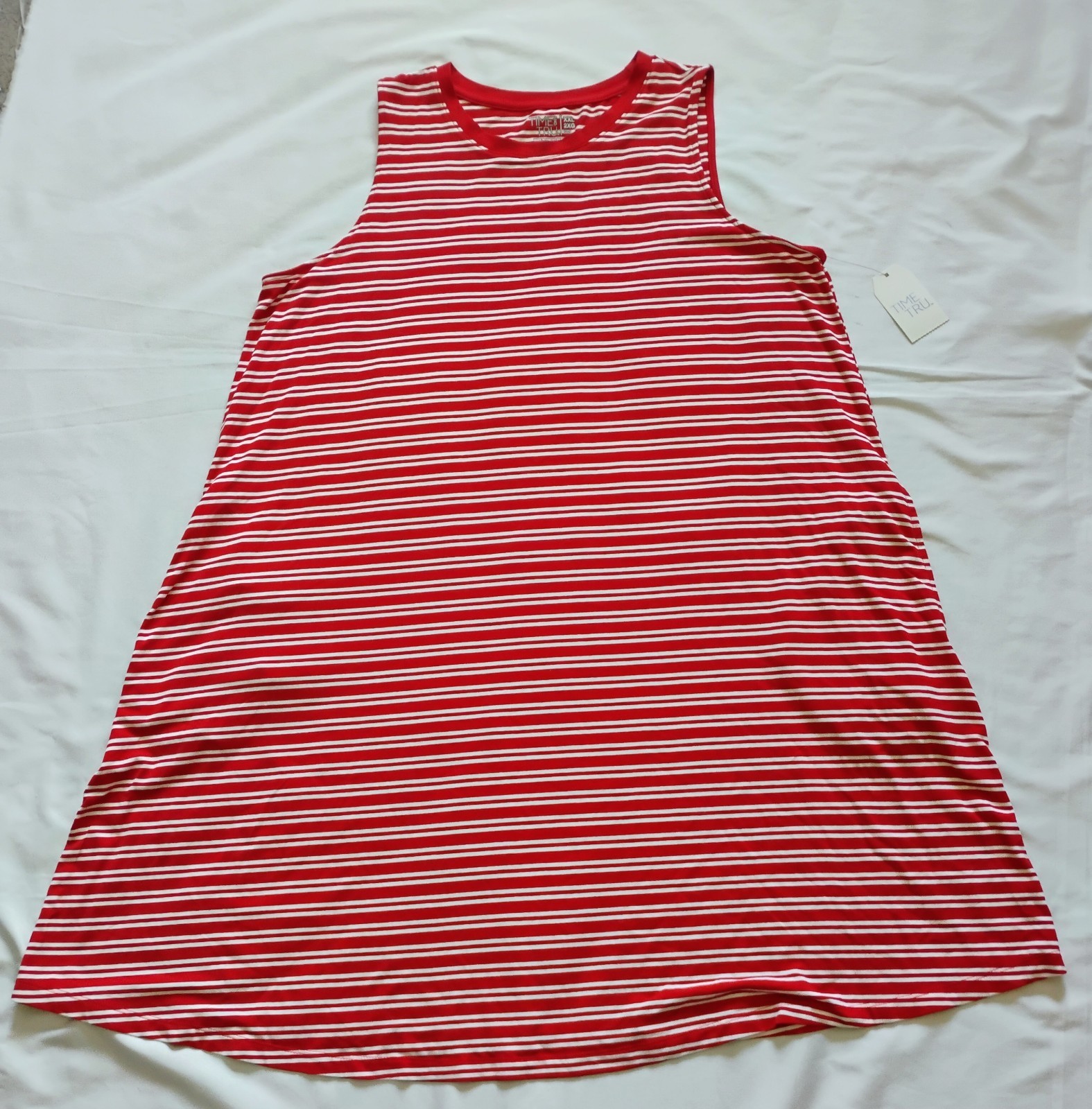 Time And Tru Sleeveless Red Striped Dress Size XXL New With Tags