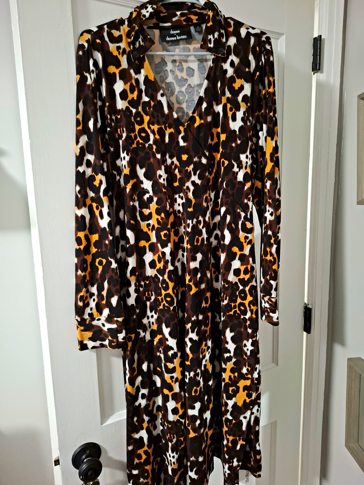Dennis by Dennis Basso Leopard Animal Print Wrap V-Neck Midi Dress 1X