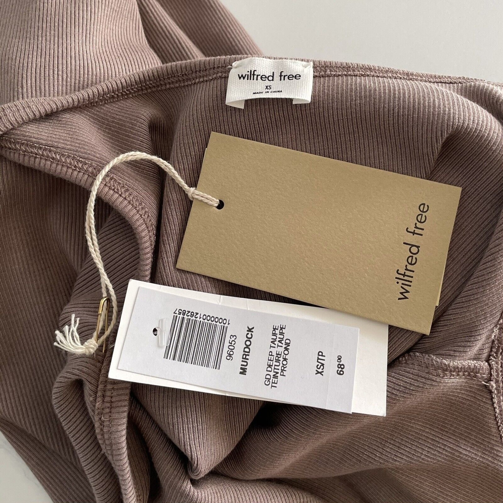 Wilfred Free Aritzia Murdock Midi Dress XS Ribbed Knit Taupe Sleeveless Bodycon
