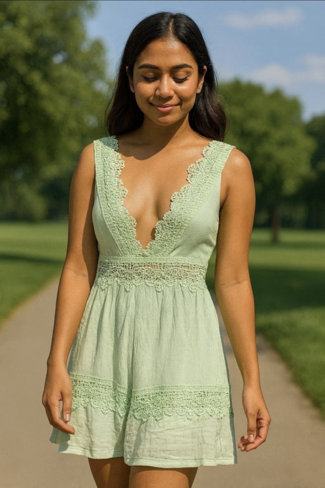 Rue21 Womans Dress Size Extra Small Mint Green V-Neck Sexy Sundress Chic Dress